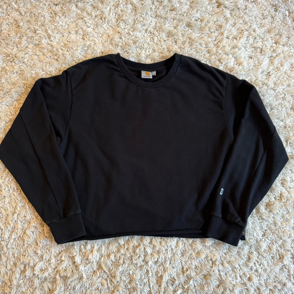Carhartt WIP Women’s Ebony Sweat Black Long Sleeve Cropped Tshirt Size Small